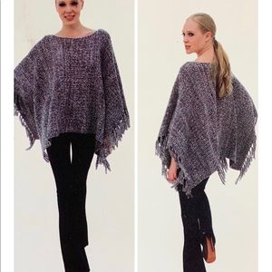 Max Sport Knit Fringe Gray Women’s Cozy Poncho Size S-M/L-XL NEW